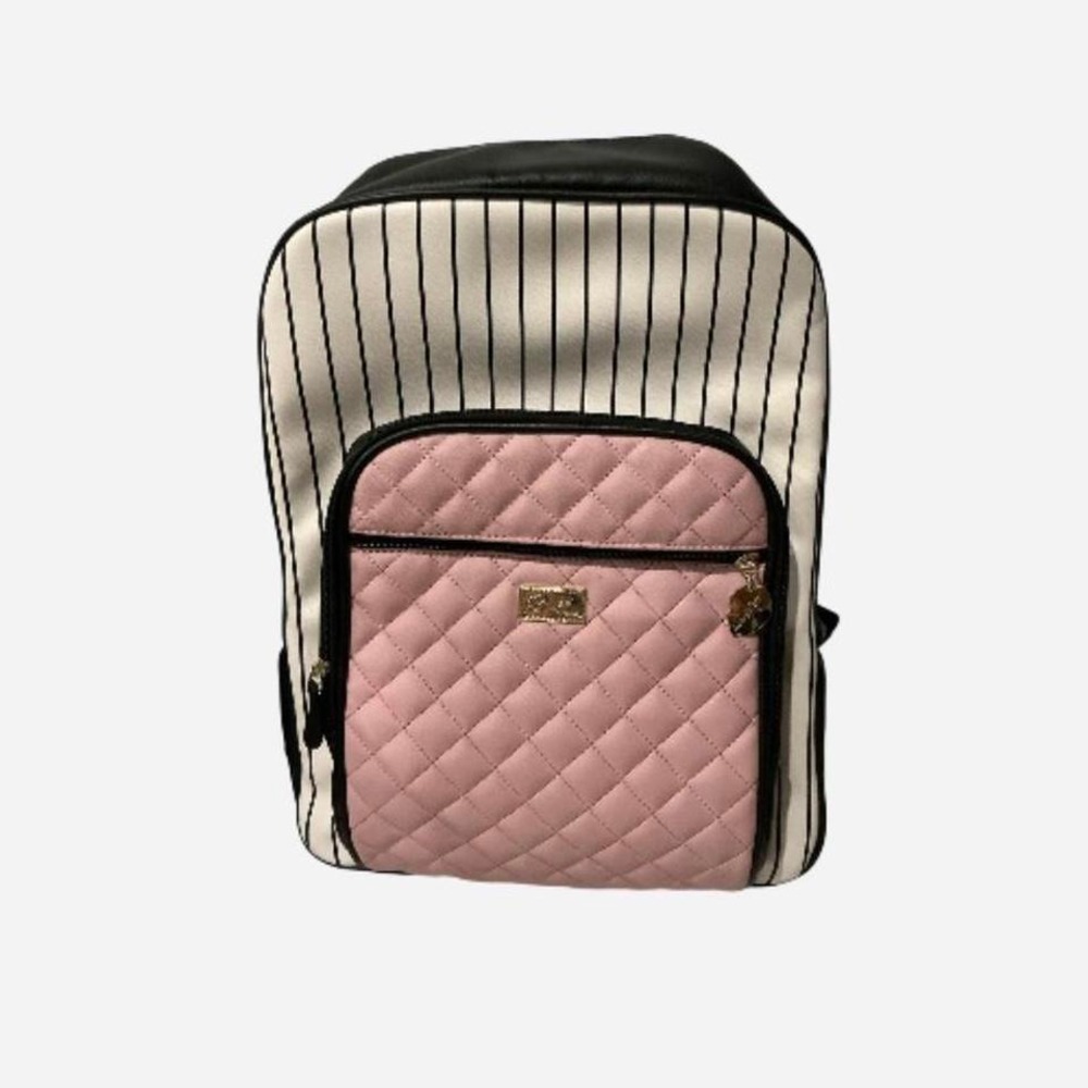 Luv Betsey by Betsey Johnson quilted Pink with black and‎ white striped backpack